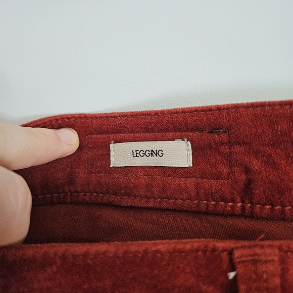 Calvin Klein Jeans Rusty Red Mid Waist Corduroy Fitted Leggings Size 8 - Picture 3 of 7